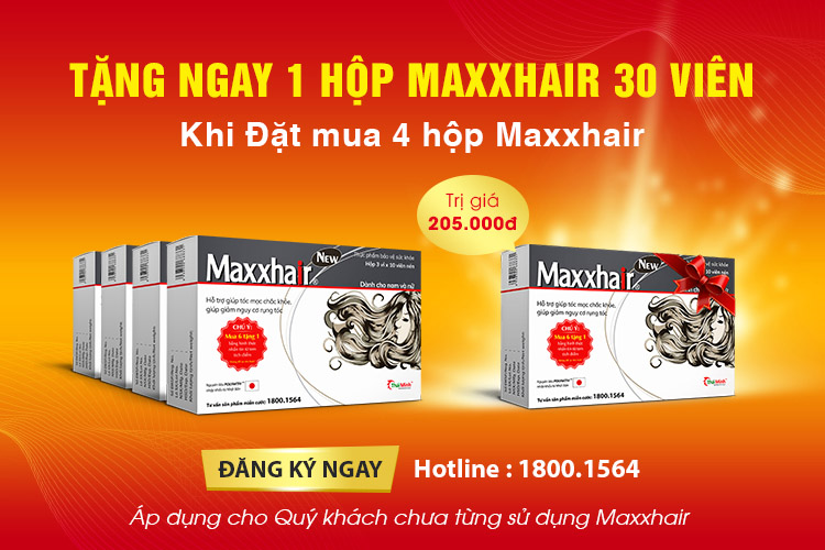 Quà tặng tới Quý khách: TẶNG ngay 1 hộp 30 viên trị giá 205.000đ khi mua 4 hộp Maxxhair 1